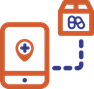 Ícono que representa que se pueden realizar pedidos fáciles en la farmacia a domicilio en línea vía celular o computadora.