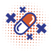 Ícono de pastilla inspirado en logo para introducir a Farmasoluciones como farmacia a domicilio líder en México.